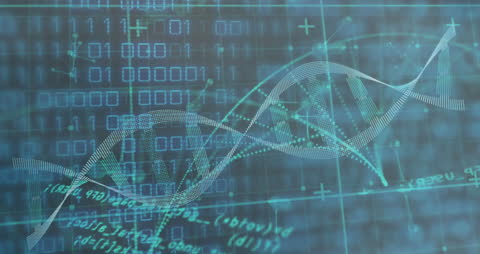 Digital DNA Strand with Binary Code Background in Future Technology Concept