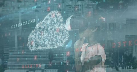 Cybersecurity Concept with VR, Cloud, and Digital Overlay - Download Free Stock Images Pikwizard.com