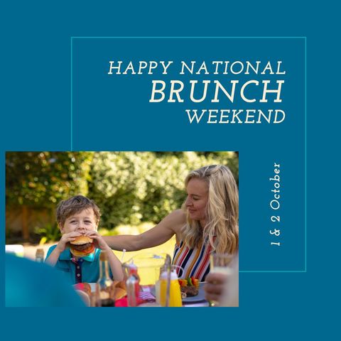 Joyful family celebrating national brunch weekend outdoors