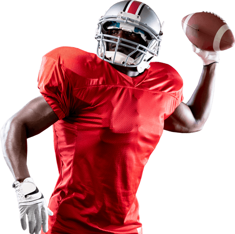 American football player throwing pass transparent concept