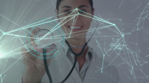 Smiling Doctor With Digital Network Connections in Healthcare Concept