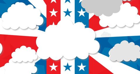 Patriotic Clouds Overlay on American Flag