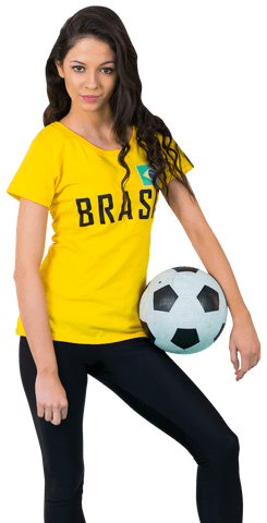 Confident sports fan holding soccer ball with transparent background