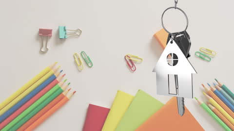 Colorful Stationery with House-Shaped Keychain