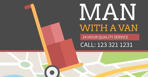 reliable moving service advertisement with hand truck and map - Download Free Stock Templates Pikwizard.com