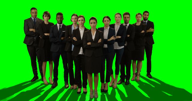 Diverse Business Team Standing with Arms Crossed on Green Screen Background - Download Free Stock Images Pikwizard.com