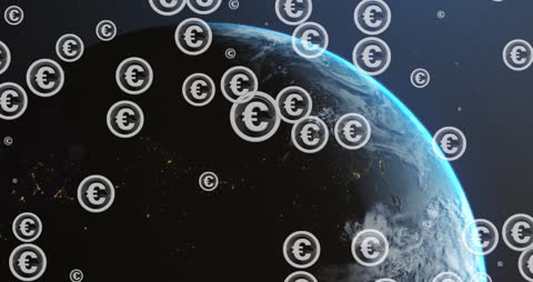 Global Currency Concept with Euro Symbols Orbiting Earth