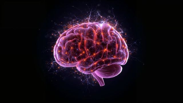 Glowing Neural Network Brain with Electric Synapses, Vibrant Energy and Neural Circuitry