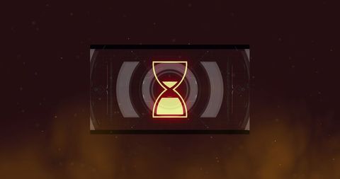 Spinning Digital Hourglass on Dark Abstract Background