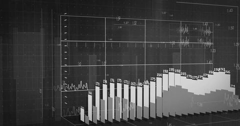 3d bar chart with data layers on digital grid