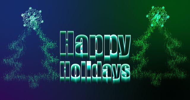 Happy Holidays Neon Christmas Tree Greeting Card - Download Free Stock Images Pikwizard.com