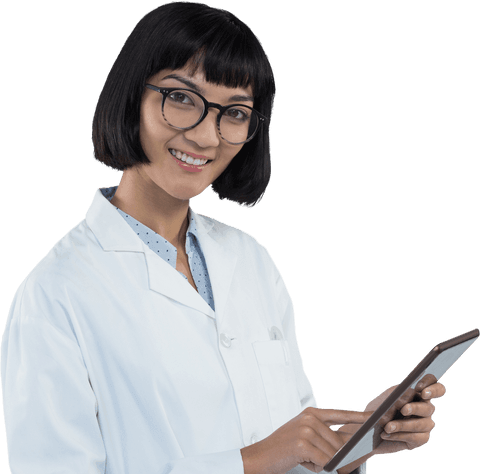 transparent doctor smiling while using digital tablet - Download Free Stock Videos Pikwizard.com