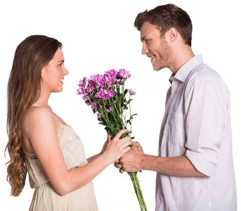 transparent couple sharing flowers in intimate gesture - Download Free Stock Videos Pikwizard.com