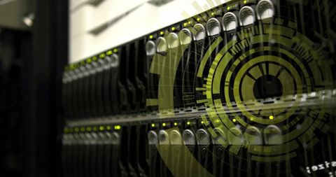 Data processing interface overlay on server rack