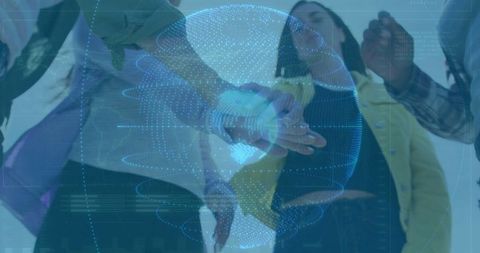 Diverse Businesswomen Collaborating with Futuristic Data Overlay