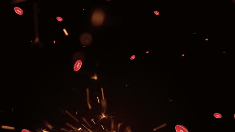 Dynamic Animation of Falling Red Spheres with Sparkling Fireworks