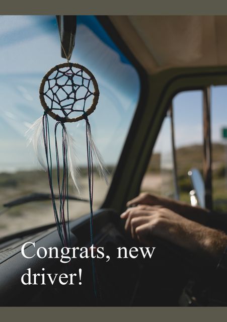 New Driver Celebrating in Van with Dreamcatcher - Download Free Stock Videos Pikwizard.com