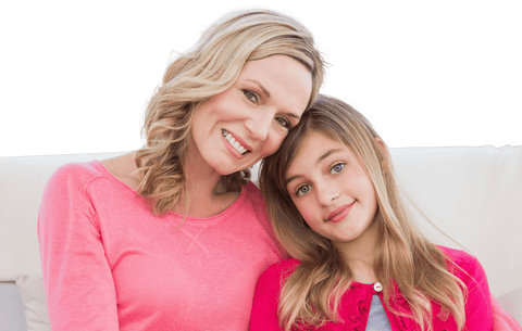 Smiling Mother and Daughter on Transparent Background
