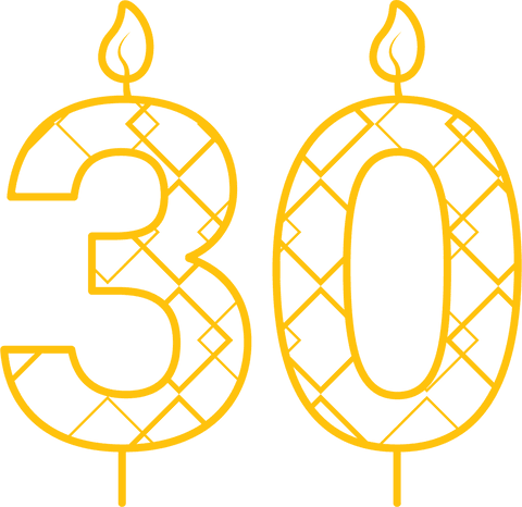 Yellow 30 Birthday Candle Vector on Transparent Background - Download Free Stock Videos Pikwizard.com