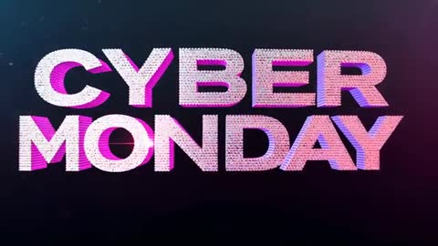 Animating faceted Cyber Monday 3D neon text with glowing sweep and spark burst promo