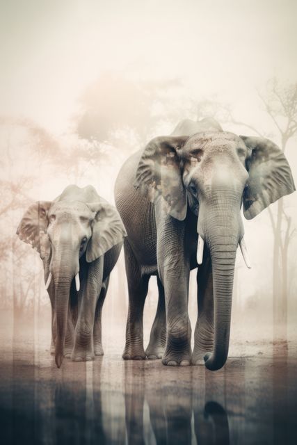 Double exposure with elephants and trees, created using generative ai technology - Download Free Stock Photos Pikwizard.com