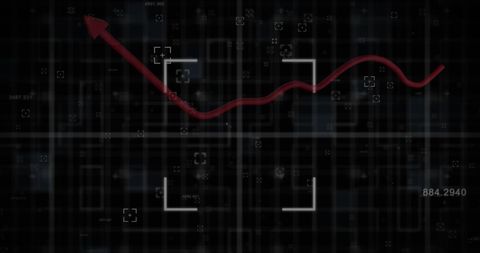 Abstract Digital Interface with Rising Graph Arrow on Black Background - Download Free Stock Images Pikwizard.com