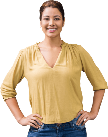 transparent confident woman with hands on hips in stylish outfit - Download Free Stock Videos Pikwizard.com