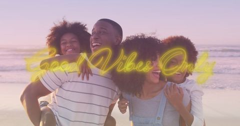 Good Vibes Only with Happy Family at Sunset Beach