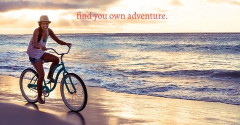 Woman Biking on Beach During Sunset - Download Free Stock Templates Pikwizard.com