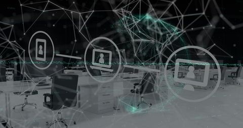 Digital Network Connectivity Over Modern Office - Download Free Stock Images Pikwizard.com