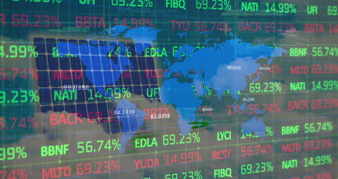 Financial Data Animation with World Map and Solar Panel