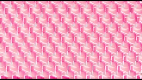 Geometric Pink and White Pattern with Moving 3D Shapes
