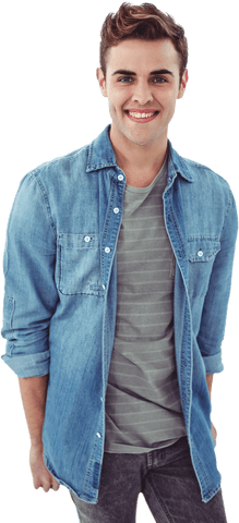 Confident Young Man with Denim Shirt on Transparent Background - Download Free Stock Videos Pikwizard.com