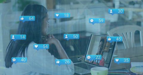 Social Media Engagement with Notification Overlays - Download Free Stock Images Pikwizard.com