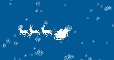 Santa's Sleigh Gliding Through Snowy Winter Night