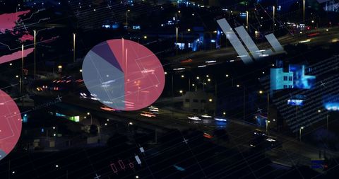 digital infographic and city traffic with moving vehicles - Download Free Stock Images Pikwizard.com