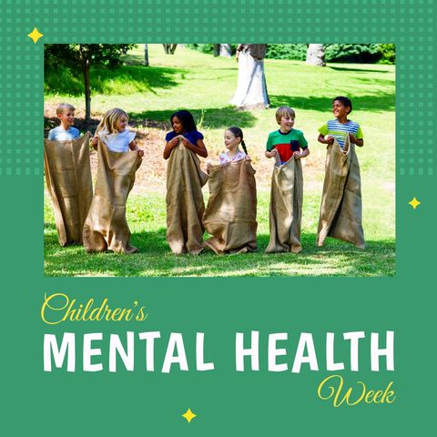 Children enjoying sack race during mental health awareness week