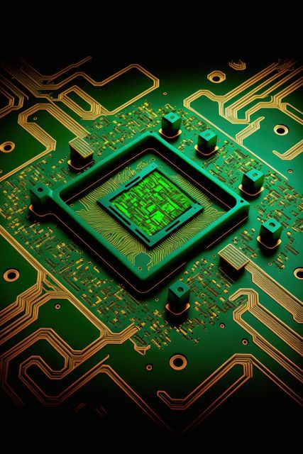 Computer processor on green background, created using generative ai technology - Download Free Stock Photos Pikwizard.com