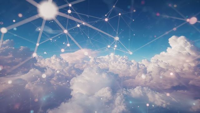 Abstract Technological Mesh Network Above Cloudscape