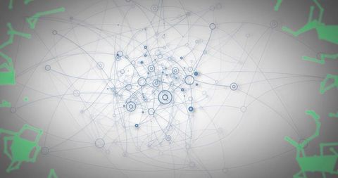 Abstract Network of Nodes and Paths on Grey Canvas