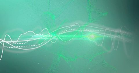 Abstract green light trails technology background