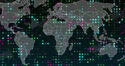 Digital World Map with Global Connectivity Elements - Download Free Stock Images Pikwizard.com