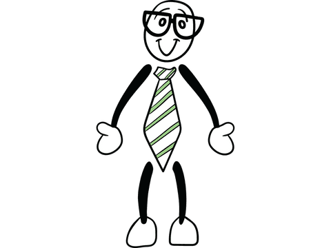 Transparent cartoon businessman wearing striped tie