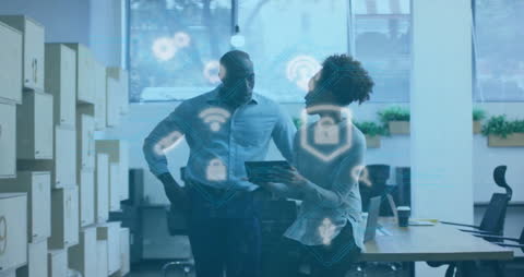 Cyber Security in Modern Office: Diverse Team Analyzing Data