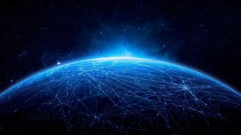 Futuristic Digital Earth's Connected Horizon With Starfield