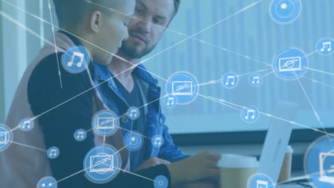 Coworkers Collaborating with Digital Technology Interface