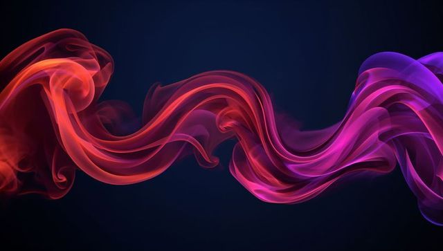 Vibrant Swirling Smoke Ribbons on Deep Blue Background
