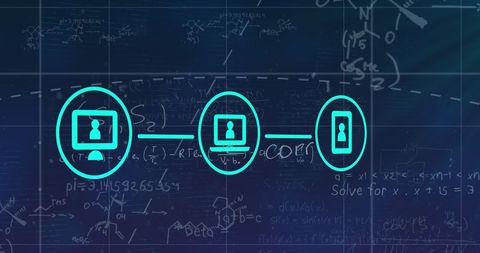 Digital Network with Mathematical Formulas on Blue Background - Download Free Stock Images Pikwizard.com
