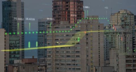 Financial Data Processing Over Urban Cityscape - Download Free Stock Images Pikwizard.com