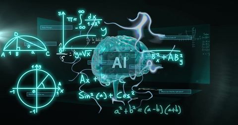 Futuristic Representation of AI with Mathematics and Brain Visual - Download Free Stock Images Pikwizard.com